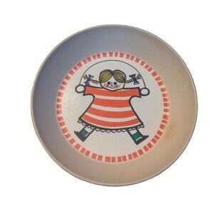 Rosti Denmark Bowl Dinnerware Child Girl Jump Rope Striped Vintage Mepal 2082